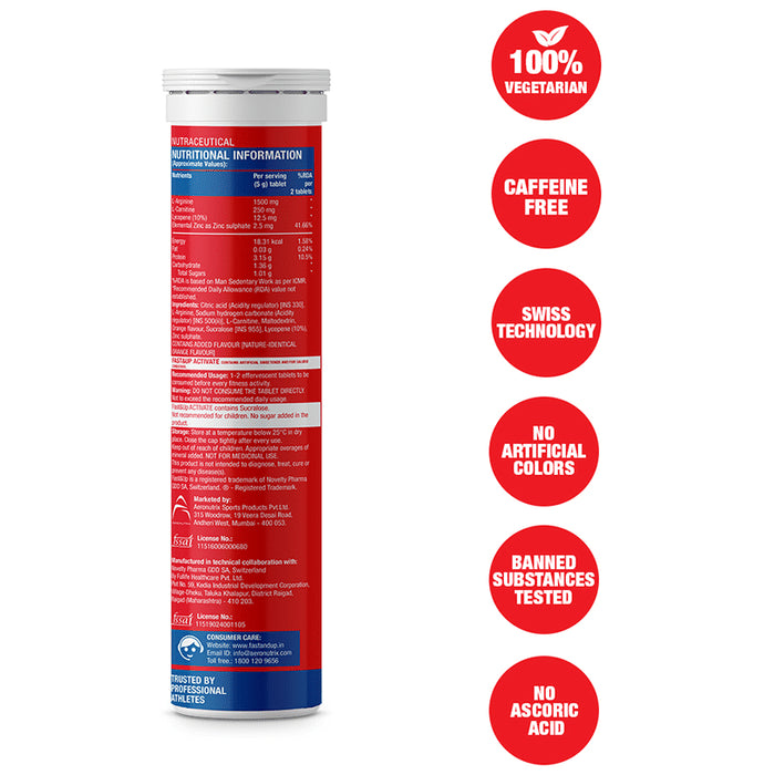 Fast&Up Activate Pre Workout Orange Effervescent Tablet