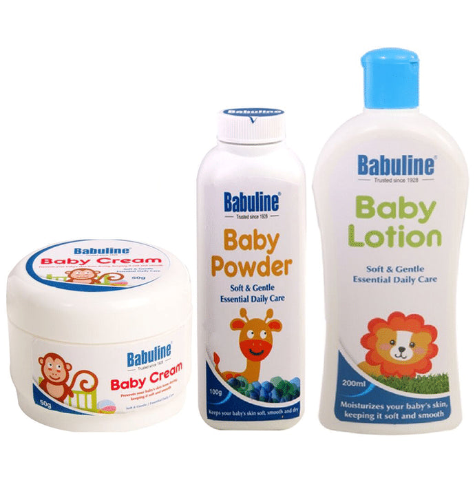 Babuline Combo Pack of Baby Cream 50gm+Baby Lotion 200ml+Baby Powder 50gm - Classic Derma