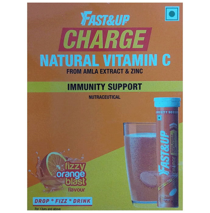 Fast&Up Charge with Natural Vitamin C from Amla & Zinc | Flavour Effervescent Tablet Orange - Classic Derma