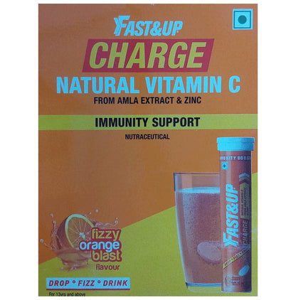 Fast&Up Charge with Natural Vitamin C from Amla & Zinc | Flavour Effervescent Tablet Orange - Classic Derma