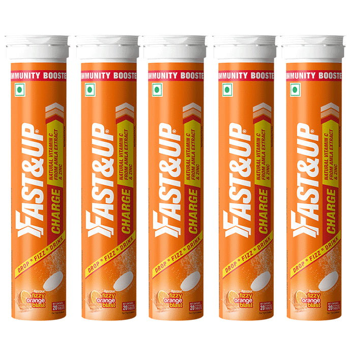 Fast&Up Charge with Natural Vitamin C from Amla & Zinc | Flavour Effervescent Tablet Orange - Classic Derma