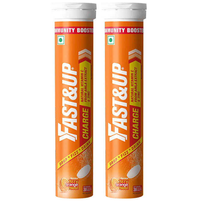 Fast&Up Charge with Natural Vitamin C from Amla & Zinc | Flavour Effervescent Tablet Orange - Classic Derma