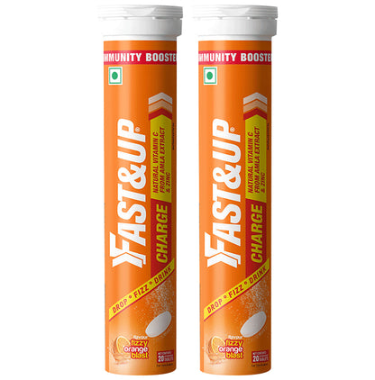 Fast&Up Charge with Natural Vitamin C from Amla & Zinc | Flavour Effervescent Tablet Orange - Classic Derma