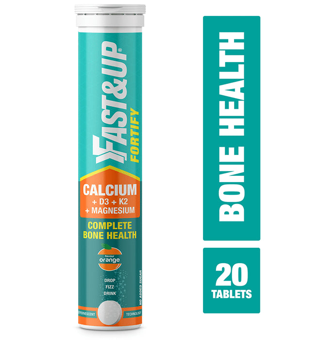 Fast&Up Fortify Calcium + D3 + K2 + Magensium Effervescent Tablet Orange
