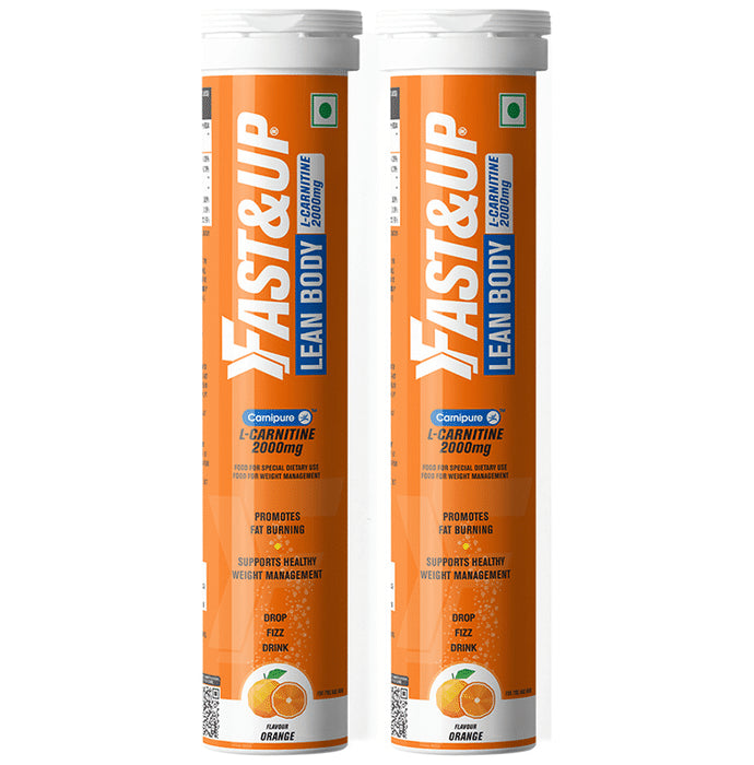 Fast&Up Lean Body with L-Carnitine 2000mg Effervescent Tablets (20 Each) Orange - Classic Derma