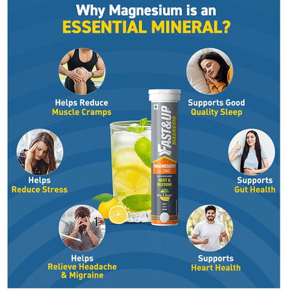 Fast&Up Magnesio with Magnesium & Zinc for Muscle Health | Flavour Lemon and Lime Effervescent Tablet