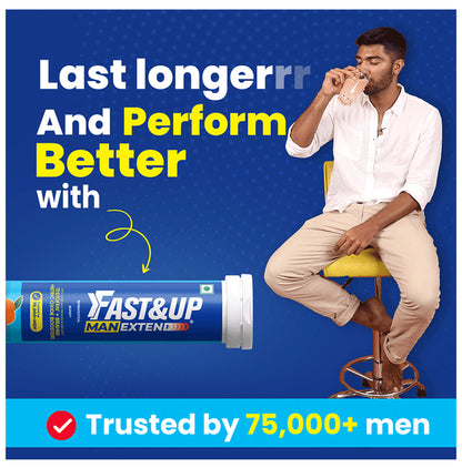 Fast&Up Man Extend with Testofen & Brahmi for Performance | Flavour Fizzy Peach Effervescent Tablet