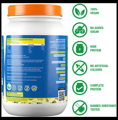 Fast&Up Plant Protein Isolate with Digestive Enzymes, 6g BCAA & 6g Glutamine | No Added Sugar | Flavour Vanilla Cupcake