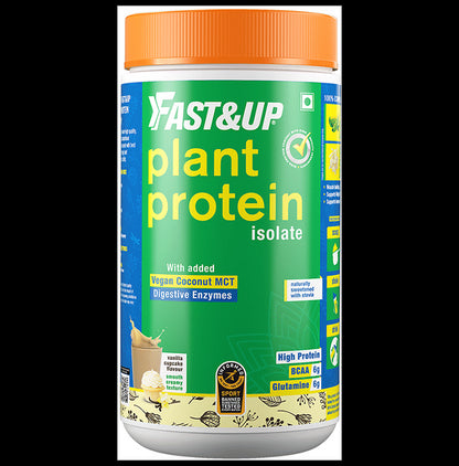Fast&Up Plant Protein Isolate with Digestive Enzymes, 6g BCAA & 6g Glutamine | No Added Sugar | Flavour Vanilla Cupcake - Classic Derma