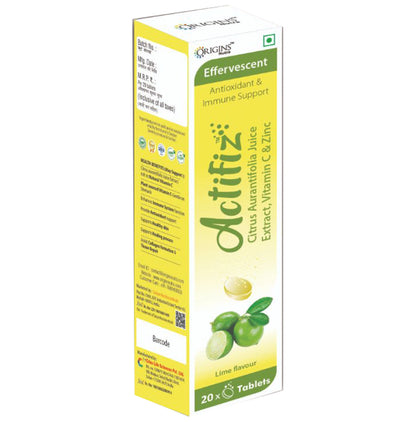 Origins Nutra Actifiz Citrus Aurantifolia Juice Extract, Vitamin C & Zinc Effervescent Tablet Lime