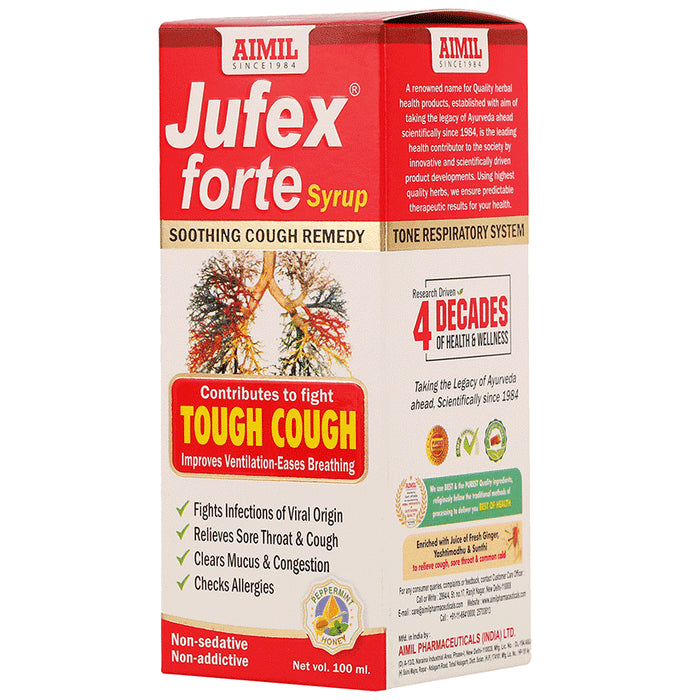 Aimil Pharmaceuticals Jufex Forte Syrup | Relieves Cough, Sore Throat, Congestion & Infections