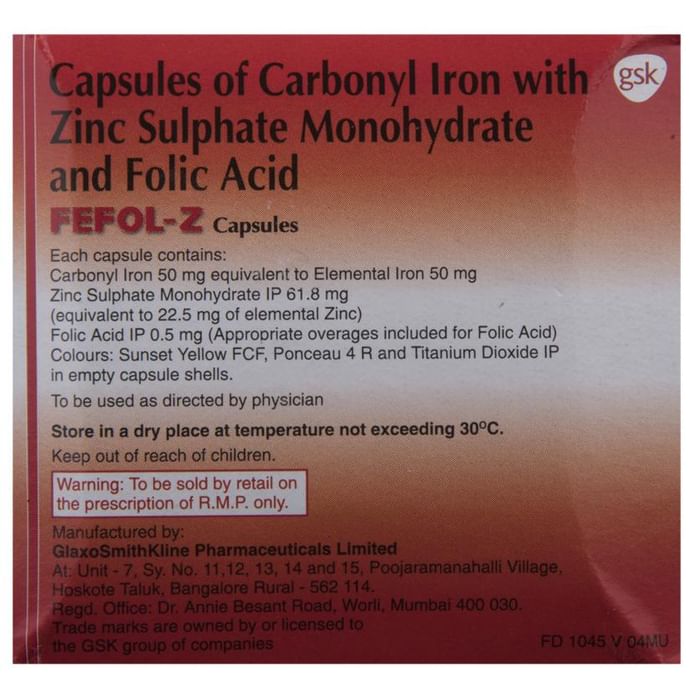 Fefol  Z Capsule with Iron, Zinc & Folic Acid