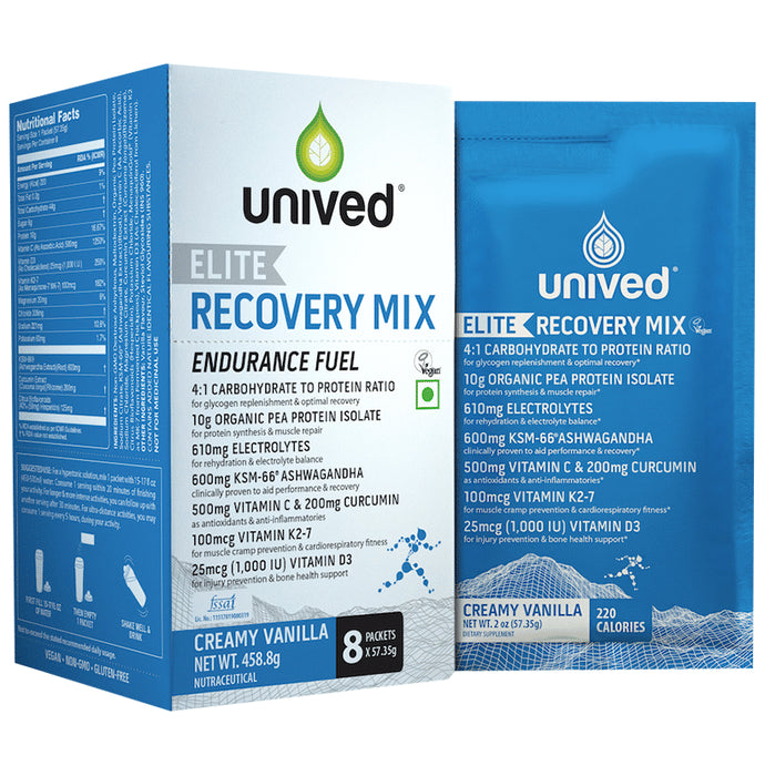 Unived Elite Recovery Mix Sachet (57.35gm Each) Creamy Vanilla - Classic Derma