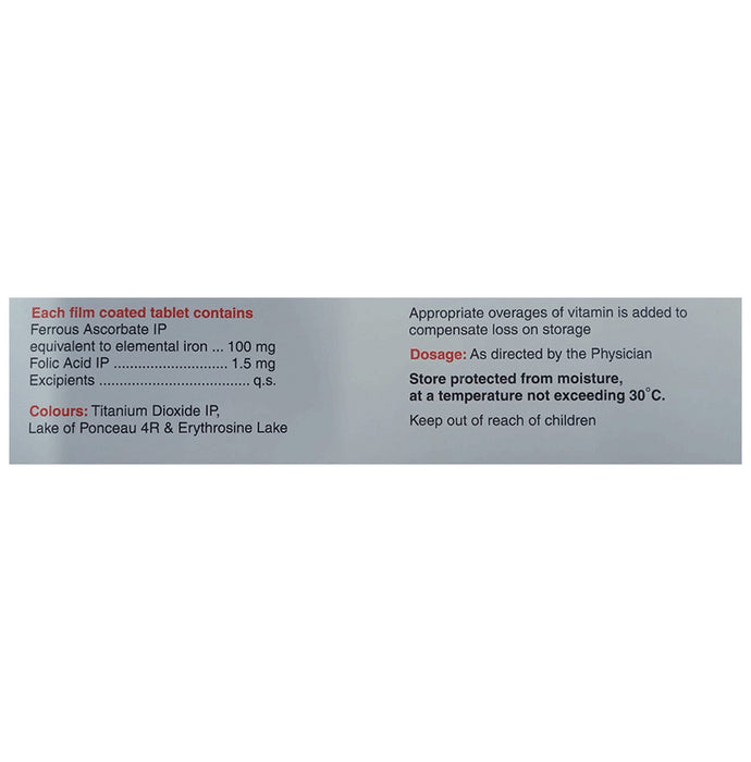 Fericip XT Tablet with Ferrous Ascorbate & Folic Acid