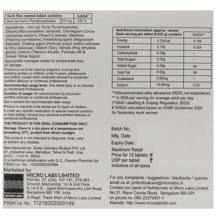 Ferisome Ferric Pyrophosphate Tablet | Mineral Support | Helps Relieve Fatigue Tablet