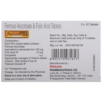 Ferium XT Tablet with Ferrous Ascorbate & Folic Acid