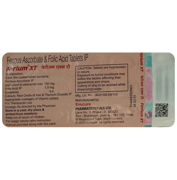Ferium XT Tablet with Ferrous Ascorbate & Folic Acid - Classic Derma