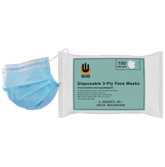 AIO Disposable 3-Ply Face Mask Universal Blue - Classic Derma