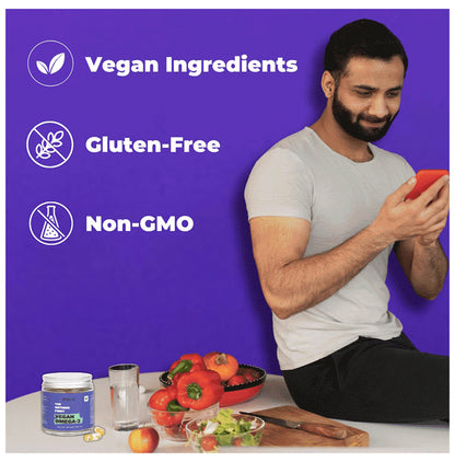 RawRX Vegan Omega 3 Fatty Acid Capsule | 280 mg EPA + DHA + ALA Formula for Heart, Hair & Joints