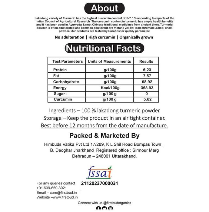 First Bud Organics Lakadong Turmeric Powder