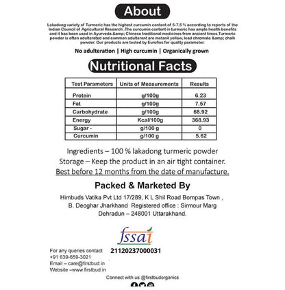 First Bud Organics Lakadong Turmeric Powder