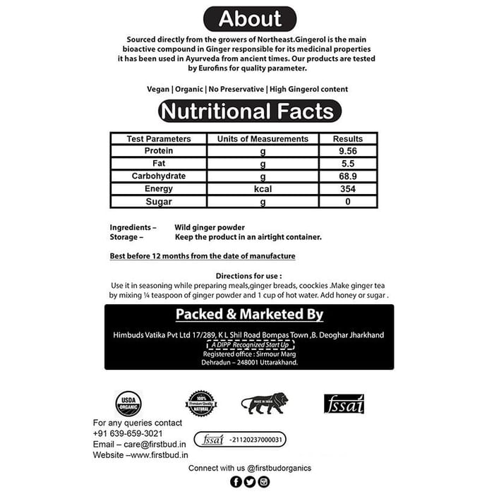 First Bud Organics Wild Dry Ginger Powder