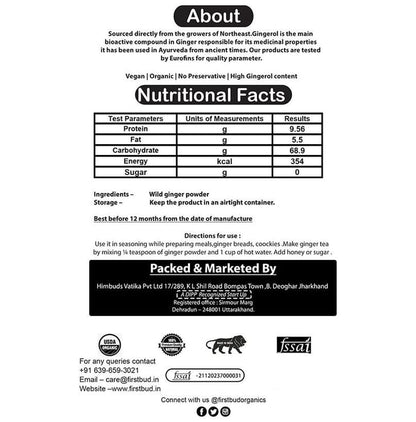 First Bud Organics Wild Dry Ginger Powder