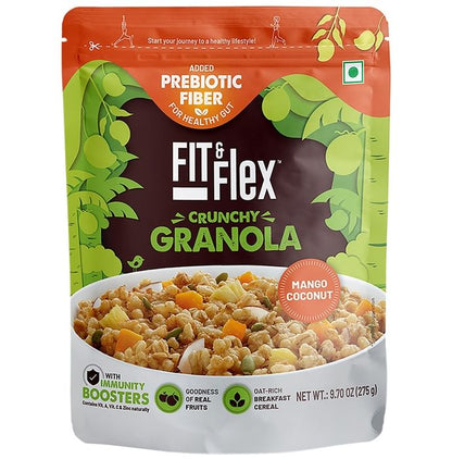 Fit & Flex Mango Coconut Granola Oat Rich Breakfast Cereal with Real Fruits - Classic Derma