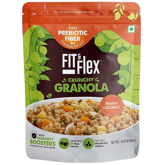 Fit & Flex Mango Coconut Granola Oat Rich Breakfast Cereal with Real Fruits - Classic Derma