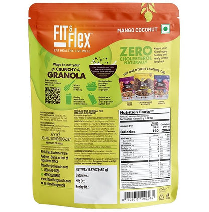 Fit & Flex Mango Coconut Granola Oat Rich Breakfast Cereal with Real Fruits