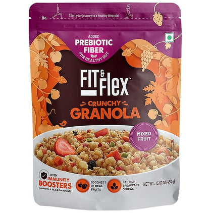 Fit & Flex Mixed Fruit Granola Oat Rich Breakfast Cereal with Real Fruits - Classic Derma