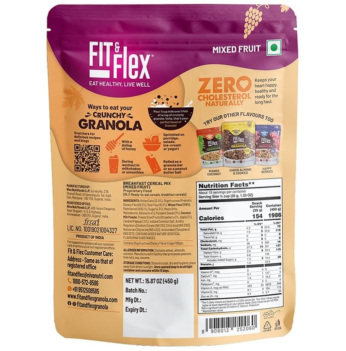 Fit & Flex Mixed Fruit Granola Oat Rich Breakfast Cereal with Real Fruits
