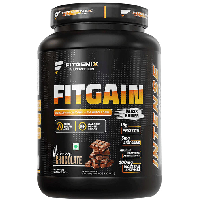 Fitgenix Nutrition Fitgain Mass Gainer Powder Chocolate - Classic Derma