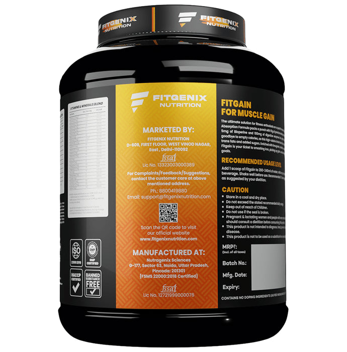 Fitgenix Nutrition Fitgain Mass Gainer Powder Chocolate