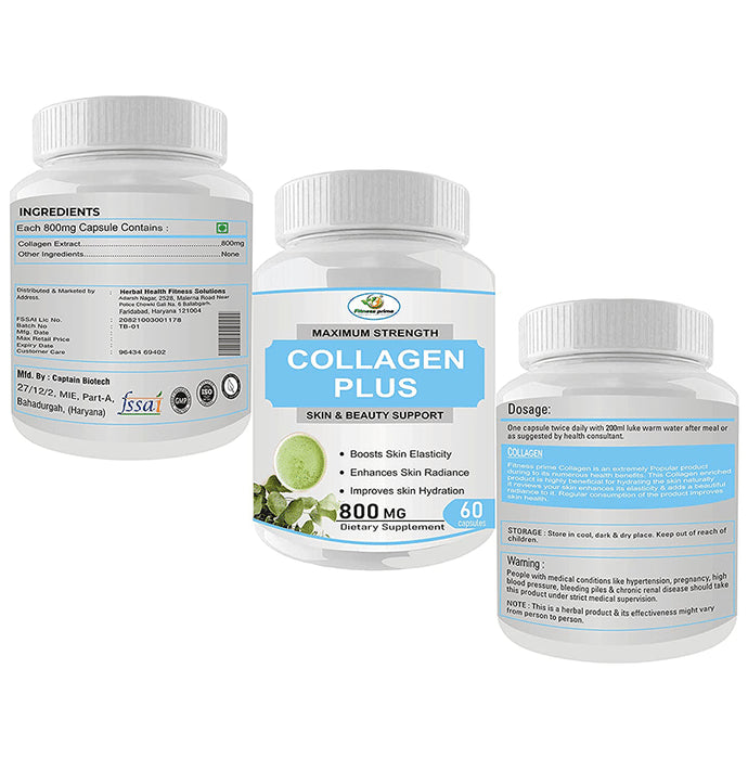 Fitness Prime Maximum Strength Collagen Plus Skin & Beauty Support 800mg Capsule