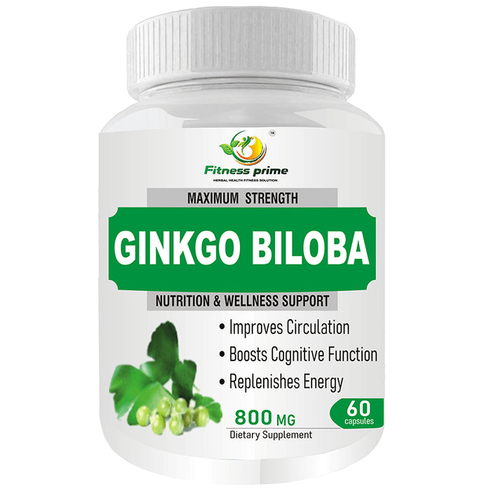 Fitness Prime Maximum Strength Ginkgo Biloba Nutrition & Wellness Support 800mg Capsule - Classic Derma