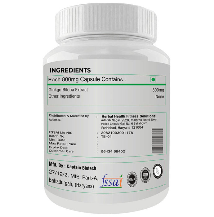 Fitness Prime Maximum Strength Ginkgo Biloba Nutrition & Wellness Support 800mg Capsule