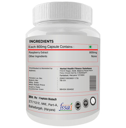 Fitness Prime Maximum Strength Raspberry Ketone Nutrition & Wellness Support 800mg Capsule