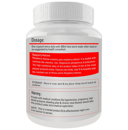 Fitness Prime Maximum Strength Raspberry Ketone Nutrition & Wellness Support 800mg Capsule