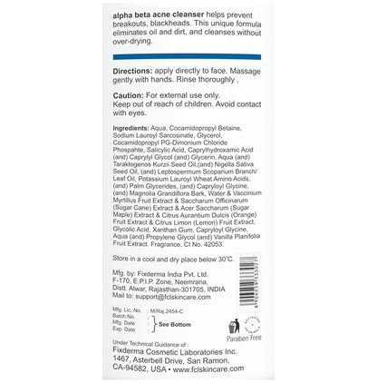 Fixderma Cosmetic Laboratories Alpha Beta Acne Cleanser