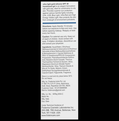 Fixderma FCL Ultra light Gold Silicon Translucent Gel SPF 40