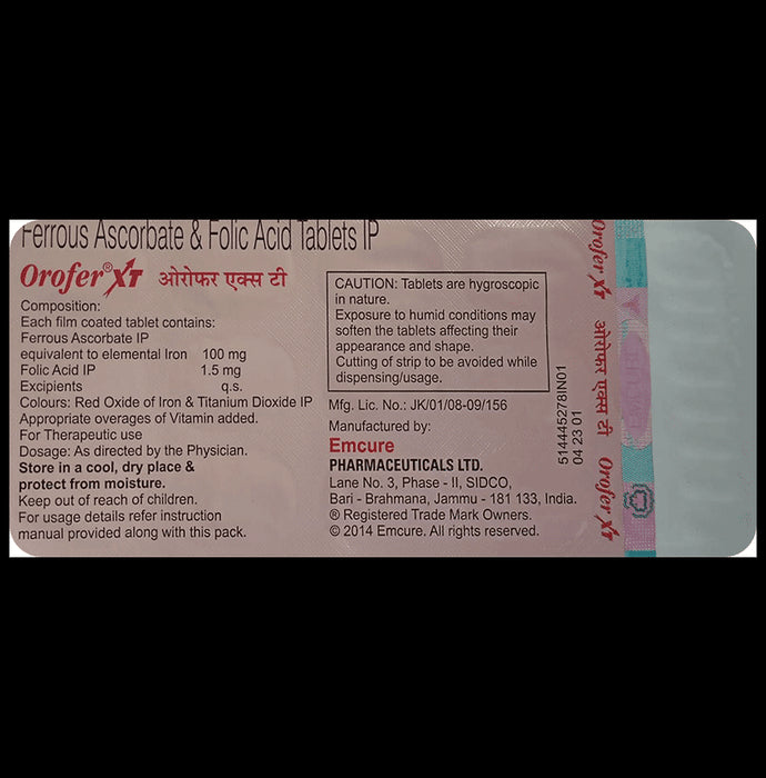 Orofer XT Tablet with Ferrous Ascorbate & Folic Acid | For Mineral Support