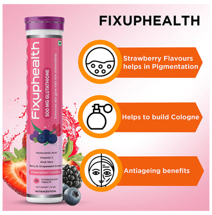 Fixuphealth Glutathione 500mg Effervescent Tablet (15 Each) Strawberry