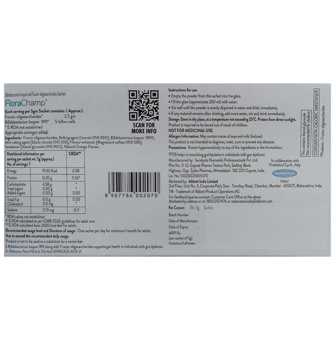 FloraChamp Sachet | Pre & Probiotic Supplement | Gluten Free | For Gut Health