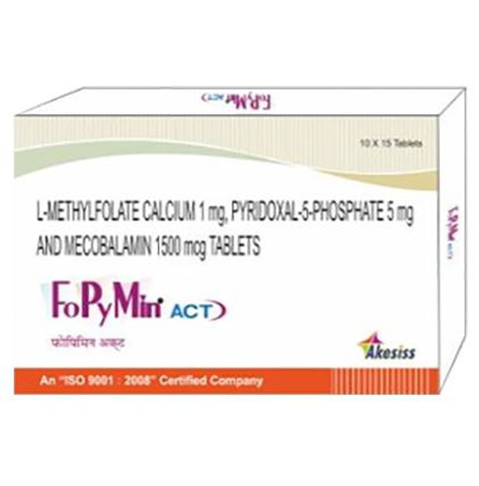 Fopymin Act Tablet with L-Methylfolate Calcium, Pyridoxal-5-Phosphate & Methylcobalamin - Classic Derma