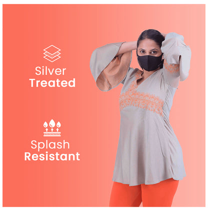 Frido Ultra Comfortable Silver+ Face Mask without Valve Black & Grey