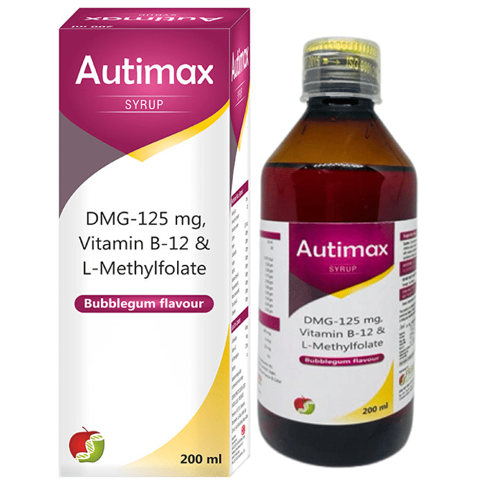 Friska Auti Max Syrup with DMG, Vitamin B12 & L-MethylFolate | Flavour Bubblegum - Classic Derma