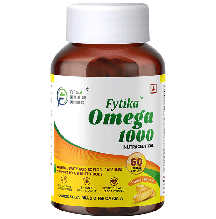Fytika Omega 1000 for Bones, Heart & Blood Vessels | Soft Gelatin Capsule Vanilla - Classic Derma