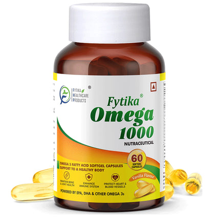 Fytika Omega 1000 for Bones, Heart & Blood Vessels | Soft Gelatin Capsule Vanilla