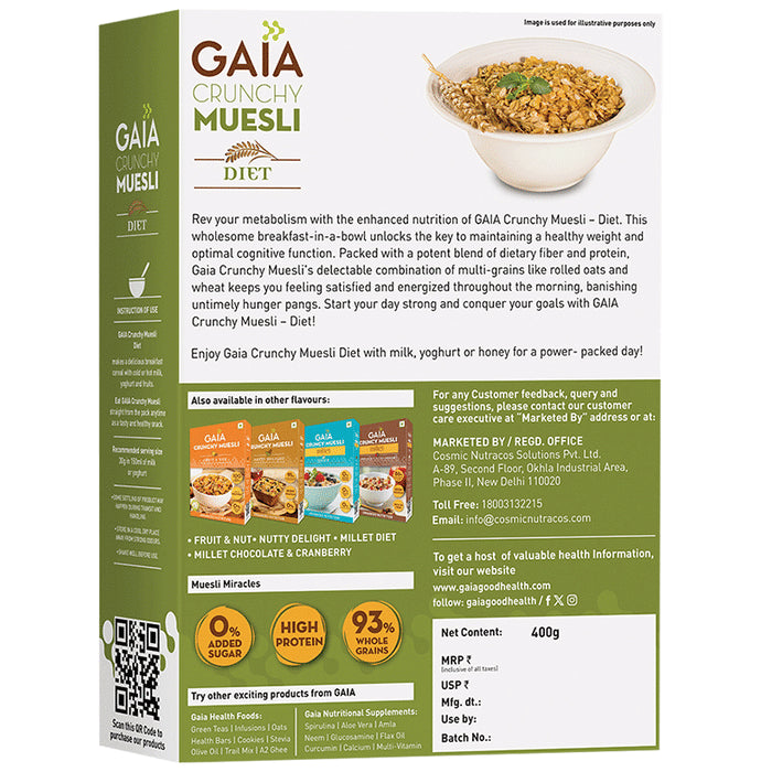 GAIA with Vitamins, Minerals, High Protein & Fibres for Nutrition | Crunchy Muesli Diet
